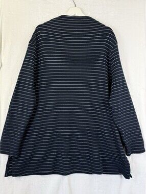 J Jill 3X Top Plus Size Navy Blue Striped Long Sleeve Knit